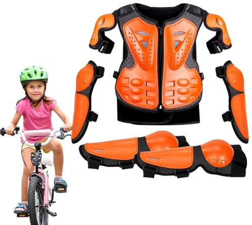 Attrezzatura per moto per bambini - pettorina per moto, gilet armatura per bambini | tuta di protezione da equitazione con ginocchiera, gomito, braccio, spalla, tuta di protezione del corpo della moto