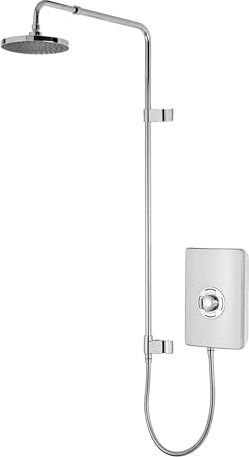 Triton Showers Collections UNIQ® | Shower Electric | 9.5 KW I Gloss White I Electrical Showers | with Rainfall Showerhead and Anti Twist Hose | Best Electric Shower Units for Bathrooms