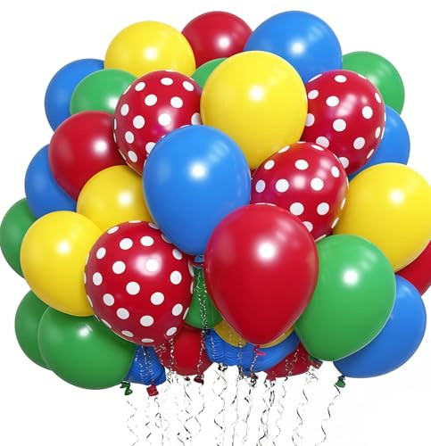 UDRKFOPK Ballonger Färgglada, 60 st. 12 tum latexballonger till födelsedag, festballonger, röda blå och gröna färgglada heliumballonger Lämpliga för födelsedagsdekoration, festdekoration, babyparty