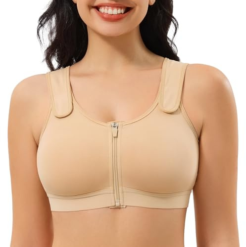 CYDREAM Zip Front Closure Wireless Bras for Women Post Surgery Compression