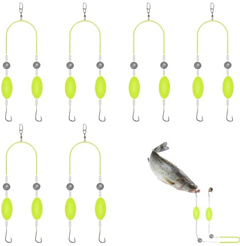 6 StüCk Angelhaken Set Haken Angeln Double-Hook Reverse Bottom Rig Doppelhaken Mit Umgekehrter Grundschnur Doppelhaken Zum Angeln Verwicklungsfreies Split Haken Design, FüR Jigging, Drifting,Casting