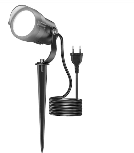 HIBOITEC Spot Extérieur 12W 1320lm 5000K Blanc Froid, Projecteur LED IP65 sur Piquet 1.5m - Éclairage Jardin, Terrasse, Arbres, Pelouse
