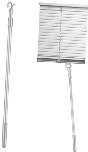 ZUNOXAZ Barra TelescóPica Giratoria De Aluminio para Cortinas Y Persianas con Gancho Integrado De 24 Pulgadas para FáCil InstalacióN Y Ajuste Sin Herramientas