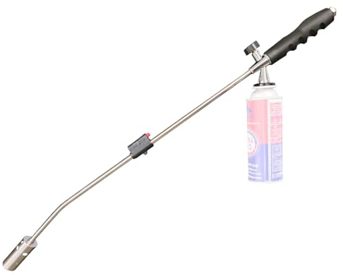 FORTSPANG Bruciatore per erbacce a gas, 80 cm, con accensione piezoelettrica, spessore della fiamma regolabile, dispositivo di accensione max 1300 °C, manico ergonomico