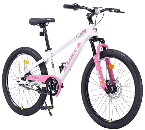 KWOJU Mountain Bike for Ages 9-12 Years Old Boys & Girls, 24 Inch MTB for Teenager Childrens' Bicycles (White)