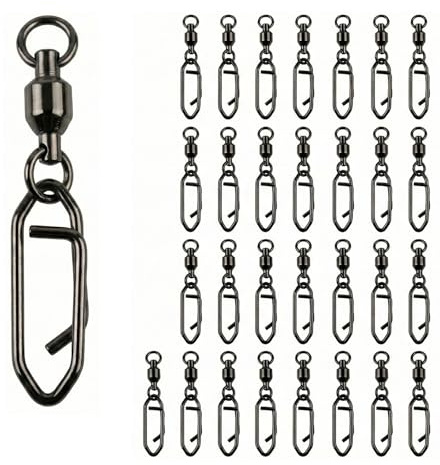 30 unidades de pinzas de pesca de cambio rápido Snap Swivels – Conectores de señuelos de pesca para agua salada y agua dulce