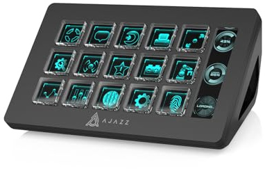 AJAZZ Macro Keypad Stream Controller Deck Gaming Streaming Shortcut Keyboard,15 Programmable Keys, LCD Side Screen,Suitable for YouTube Streaming, Office Desktop Configuration, Laptops, PCs and Macs.
