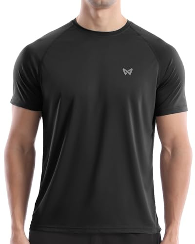 WISMBOX Men's Short Sleeve Rash Vest, UPF 50+ UV Swim T-Shirt, Quick Dry Sun Protection Top for Swimming, Beach & Holidays