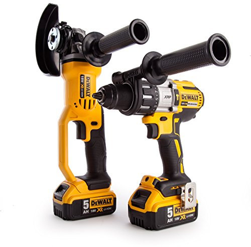 DEWALT DCK278P2-GB 18 V with DCD996 Combi Drill Plus DCG412 Angle Grinder Twinpack Tool Box - Yellow/Black
