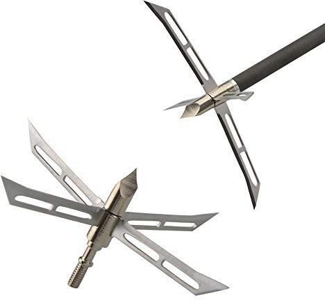 SHARROW 6pcs/12pcs Jagdspitzen Pfeilspitzen 4 Klinge Broadheads 186 Grains Edelstahl für Bogen Armbrust Carbonpfeile Pfeil und Bogen (12)