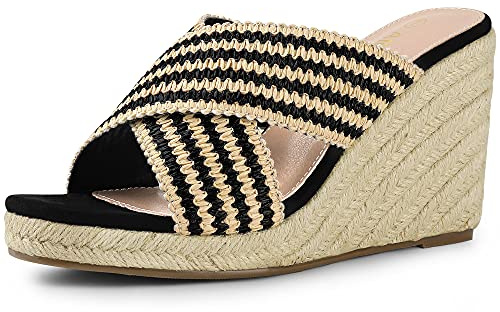 Allegra K Women Crisscross Strap Espadrilles Wedge Slide Sandals | EVA+TPR outsole. Comfortable cushioned feel. Great for parties, office, casual days, Halloween, Christmas, dating