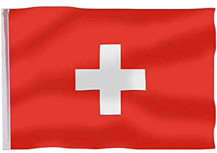 Drapeau suisse, drapeau national suisse, dimensions 145 x 90 cm, tissu polyester avec passants pour la barre