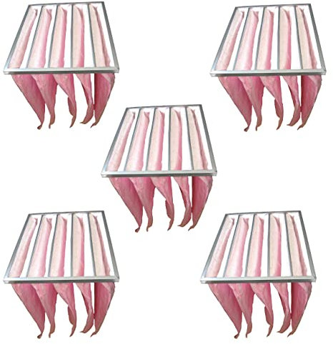 vhbw 5X Taschenfilter für Klima- und Lüftungsanlagen - Filter F7, 49 x 59,2 x 60 cm, Rosa