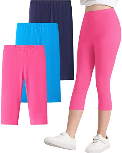 Adorel Legging 3/4 Court Capri Pantacourt Pantalon Été Fille Lot de 3 Plaisir Multiple 10-11 Ans (Taille du Fabricant 150)