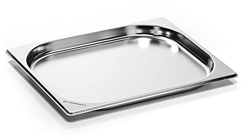 Forgast Conteneur en Acier inoxydable | Écologique | Format GN 1/2 | Dimensions 32,5x26,5x2 cm | Récipient gastronorme | pour plats chauds, salades | Facile à nettoyer | Lavable au lave-vaisselle
