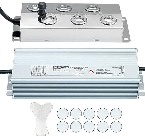 BREUAILY Nebelmacher 6-Kopf 4.2L/ H Ultraschall Vernebler mit 250W Wasserdichtem Netztei Outdoor Schweres Edelstahl Nebelgerät für Gartenbau Pond Waterfalls Fountain Gewächshauslandschaft