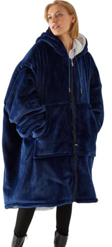 Pahajim Oversized Hoodie Blanket Soft Warm Fluffy Snuggle Hoodie with Zip Winter Blanket with sleeves for Women Men Adults