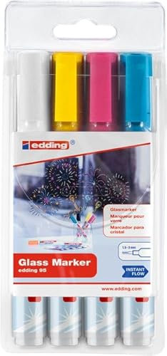Viltstift edding 95 glasbord assorti incl wit | 10 stuks