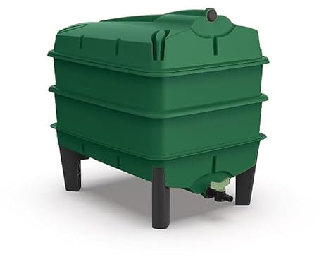 Tiger Wormery - Complete Worm Composter Kit - INCLUDING Worms Voucher to Redeem 250g Composting Worms - Designed and Made in the UK (2 Tray, Green)