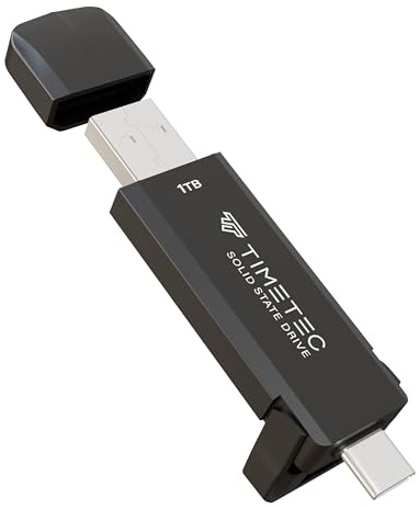 Timetec Bärbar extern SSD USB3.2 Gen2 typ C ultralätt aluminium mini extern solid state enhet med USB C till en kabel/USB A till C-adapter för stationära datorer/laptop/Mac/mobil (bärbar Pro Mini,