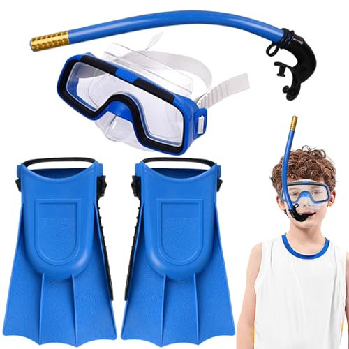 Kinder Schnorchel Set Kids Schnorchel Set Verstellbare ergonomische Schnorchelausrüstung für Kinder für Kinder hautfreundlich hohe Transparenz Kinderschnorchel-Set umfasst Schutzbrillen, Flossen, Tube
