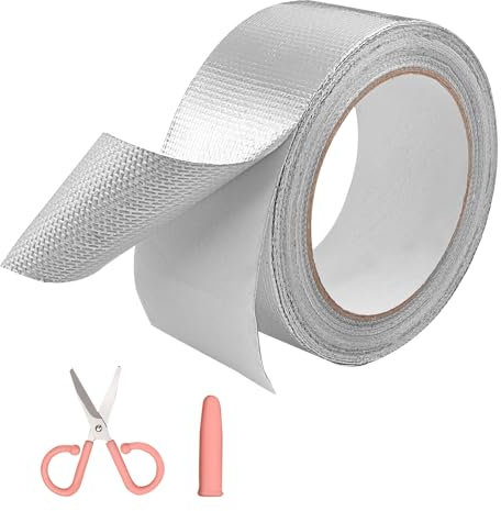 Ruban Adhésif Aluminium 50mm x 20m Ruban Scellant Métallique En Alu de Mailles Pour Conduits D'air Haute Et Basse Température Résistant À L'eau À La Vapeur Aux Gaz Robuste Réparations Permanentes