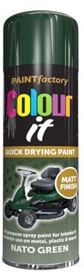 DIOXSTAR Nato Green Spray Paint, Matt Finish, Quick Drying Paint, All Purpose Spray Paint for Metal, Wood, Plastic, Interior & Exterior Use, 250ml (1 PCS)