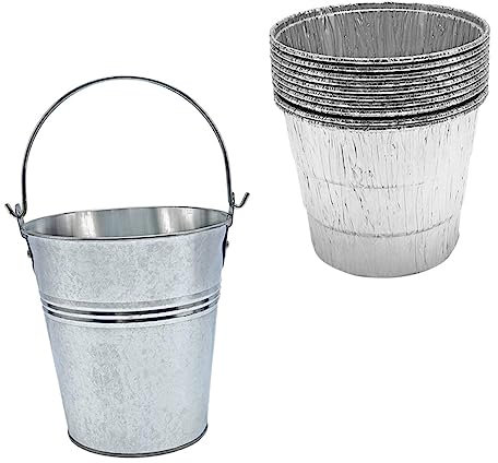BEBEMOKO Kit de Doublure pour Seau D'huile pour Barbecue Seau à Graisse pour Gril Seau à Graisse à Revêtement en Aluminium Jetable pour Barbecue Facile à Nettoyer