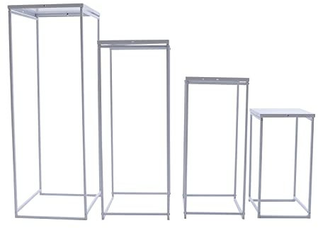 HuKaiL 4 supporti per fiori in metallo, colore bianco, per matrimoni, colonne, per vasi d'oro, colonna decorativa, per matrimoni, centrotavola, tavoli, soggiorno, bar, 45/60/75/90 cm