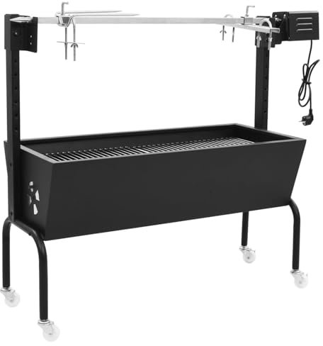 Homgoday Rôtissoire pour Barbecue électrique Acier Inoxydable, Barbecue Grill d'Extérieur, BBQ à Charbon Smoker Fumoir pour Viande, Poisson, Fromage Cuisine extérieure