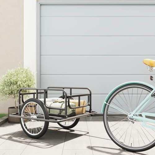 ShGaxin Fahrradanhänger, Fahrrad Anhänger, Lastenanhänger, Handwagen, Fahrrad-lastenanhänger, Lastenfahrrad, 130x73x48,5 cm Stahl Schwarz