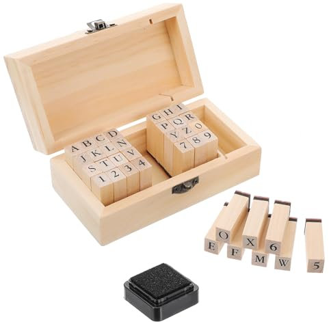 TIESOME 36 Stück Stempel Buchstaben Set, Buchstaben Stempel mit Stempelkissen Holzstempel für Scrapbooking Kunst Handwerk Kartenherstellung