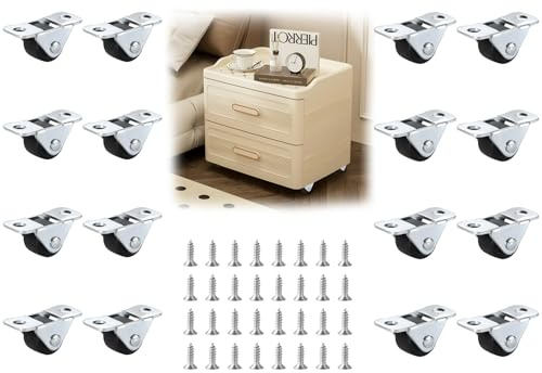 16 piccole rotelle per mobili, mini rotelle larghe 1,2 cm con piastra superiore in acciaio, silenziose e piatte da 0,5 pollici, piccole, armadi, cassette