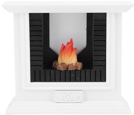 Meubles et Accessoires pour Maison de poupée, cheminée Miniature Blanche 1:12, Jouet en Bois avec Mini feu de Camp, Micro scène réaliste, Accessoires de décoration pour Maison de
