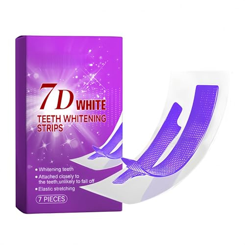 Strisce sbiancanti per denti 7D, sbiancamento denti viola, strisce sbiancanti per l'alito per l'igiene orale, formula delicata per denti non sensibili. (1Pezzo)