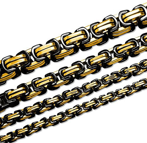 Soul-Cats Königskette Halskette Armband Set Panzerkette Edelstahl Größe: 9 mm;Farbe: schwarz gold;Auswahl: Kette 50 cm
