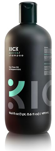 Kick Mens Shampoo - Peppermint & Tea Tree for Oil Control - Sulfate-Free, Refreshing Formula - Anti-Dandruff and Scalp Soothing - Shampoo for Oily Hair - Cruelty-Free - 16.6oz