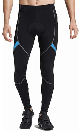 Santic Radlerhose Herren Gepolstert Lang Fahrradhose Herren Lang mit Sitzpolster Radhose Lang mit Polster Herren Blau L