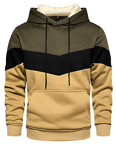 LBL Sweat Homme à Capuche Couleur Vives Pull de Manches Longues Poche Kangourou pour Hiver et Automne Vert M