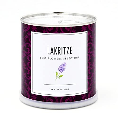 MacFlowers® | Odlingsset med lakrits, lakrits | en sort frön | i söt snabbträdgårdsblomburk | presentidé för lakrits – fans