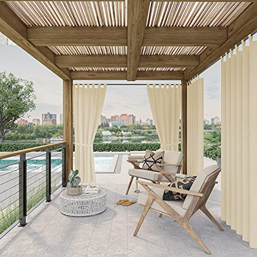 chilly pilley Cortinas Cortina Impermeable para Exterior para Balcón Terraza Y Jardín Pantalla De Privacidad Cortina Exterior A Prueba De Viento Protección Solar (1,5x2,4 m, Beige)
