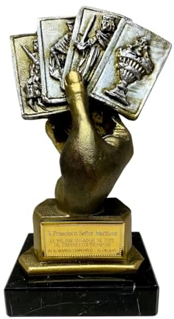Trofeos Cartas GRABADOS trofeo de mus, tute, brisca, subastado...PERSONALIZADO mano baraja