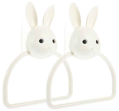 Cabilock 2pezzi Anello Portasciugamani Da Parete Senza Foratura Portasciugamani Da Bagno Forma Di Coniglio Robusto e Pratico Per Asciugamani