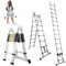 Échelle Télescopique Pliable en Aluminium 5m - Charge maximale: 150 kg - Échelle Double avec Stabilisateur, Echelle Escamotable Extensible - Échelle Antidérapante - Facile à Transporter