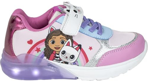 Scarpe per Bambini Gabby's Dollhouse - Rosa - Misura 25 - Chiusura in Velcro - Scarpe da Ginnastica con Suola in TPR e Luce LED - Rinforzo in Punta - Prodotto Originale Disegnato in Spagna