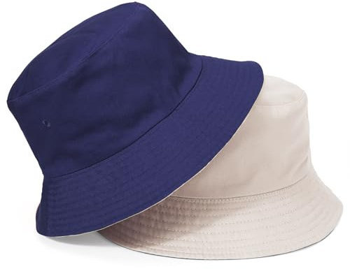 TAGVO XXL Chapeau de Pêcheur Réversible Chapeaux de Seau Unisexe Pliable Coton Anti-UV Chapeau de Soleil Été Bucket Hat 58-65cm