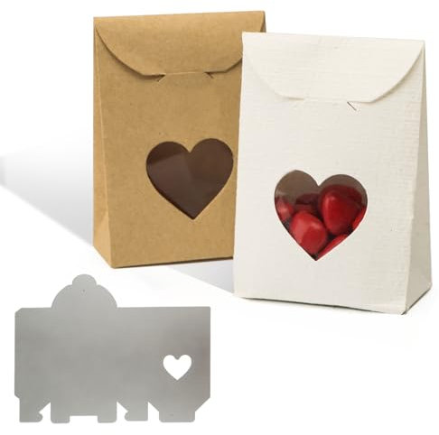 Stanzschablone Geschenkbox Metall Stanzen Prägeschablonen Stanzform Schablone Cutting Dies für Box DIY Schachtel Süßigkeitenbox Handwerk Party Geschenk Hochzeit Gastgeschenk Weihnachten (mit Herz)