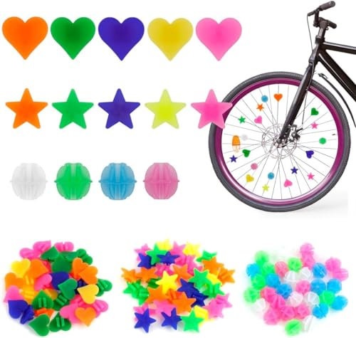 lohill 210 Stück Bunten Fahrradspeichen Fahrrad Zubehör Kinder, Fahrrad Speichenperlen Kinderfahrrad Speichenklicke,Leuchtendes Speichenreflektoren, Fahrradspeichen Dekorationen für Mädchen/Jungen