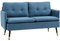 HOMCOM 2 Sitzer Sofa, Couch mit Dickem Kissen, Leinenoptik, Polstersofa mit Stahlbeine, Modernes Doppelsofa für Wohnzimmer, Schlafzimmer, Dunkelblau