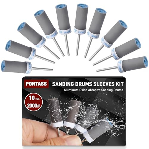 10 stycken 2000 korn sliphylsor set för Dremel rotationsverktyg, slipfästen med 3 mm skaft sliplock, sliprullar för slipning och rost metallkant rivning sten trä slipning